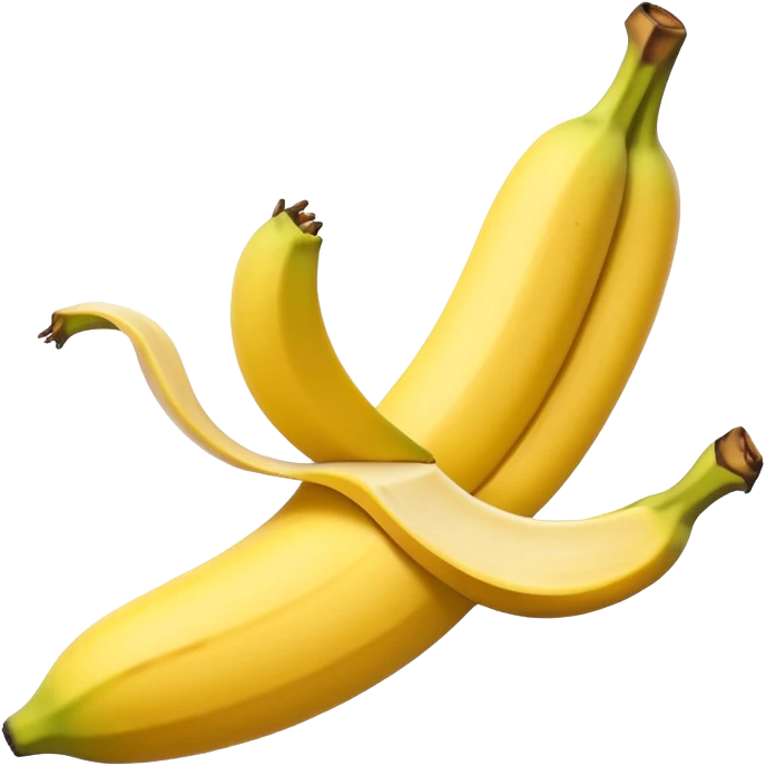 Design an emoji of a banana 🍌 slipping on its own peel, mid-air, shocked face. emoji