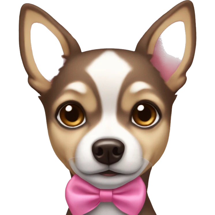 Chihuahua Husky brown with a pink bow emoji