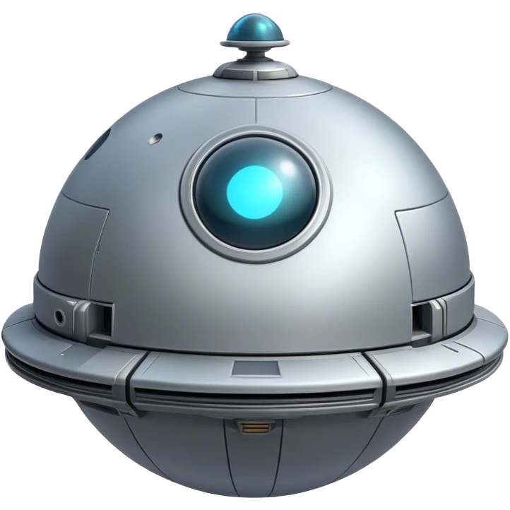 a realistic, spherical spaceship shaped like a ball, with a smooth surface and realistic details. Use a plain background. emoji