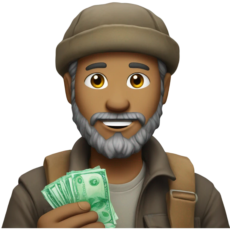 A hobo offering a mint emoji
