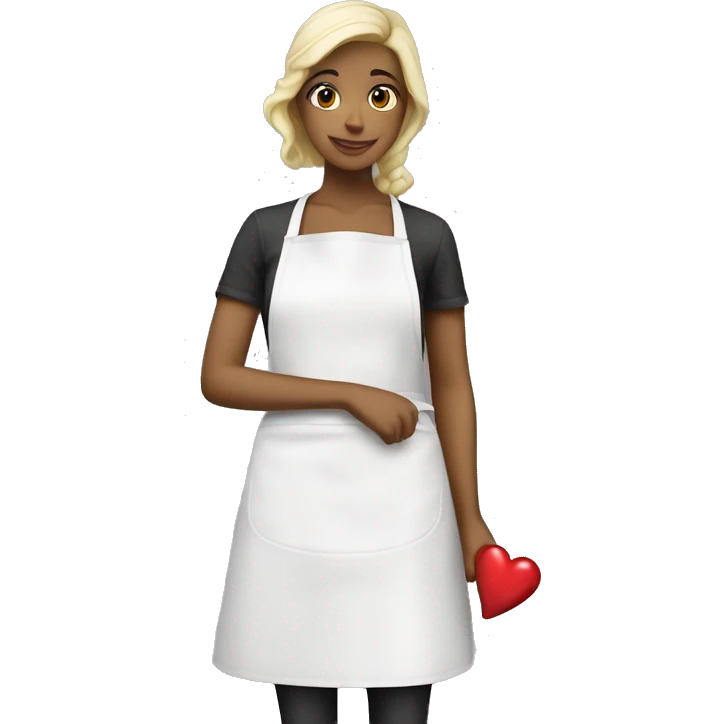 White apron red hearts emoji