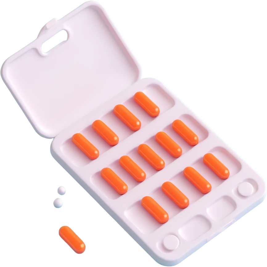 3D emoji of a light beige blister pack with 10 soft light pastel pink round pills, inspired by the reference image, 3D Apple emoji style emoji