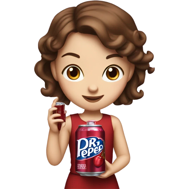 Drinking dr pepper cherry flavoured Brown hair girl blue eyes emoji