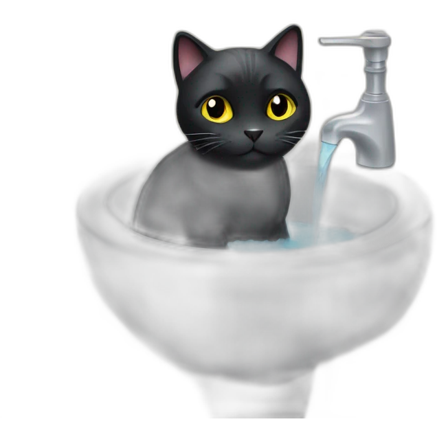 Black cat on lavabo emoji
