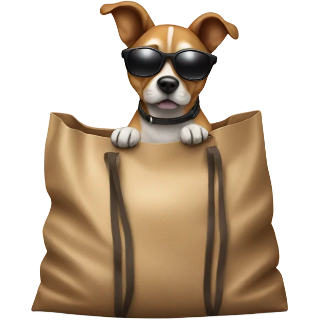 realistic dog in a bag sun with glasses background  emoji