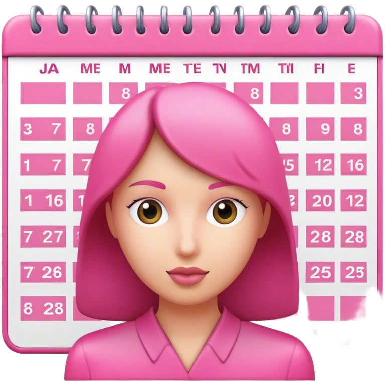 pink calendar with person faces instead of dates 3d icon emoji
