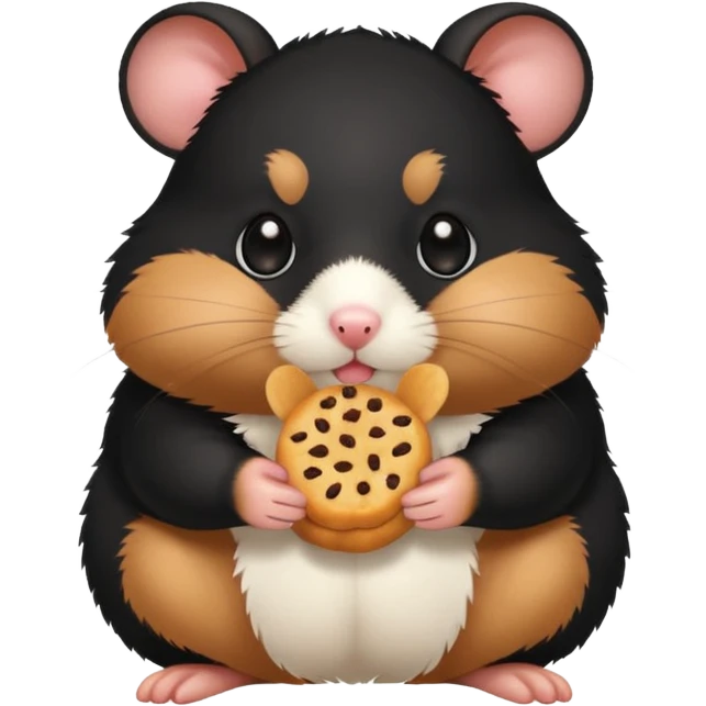 black hamster with  snack emoji