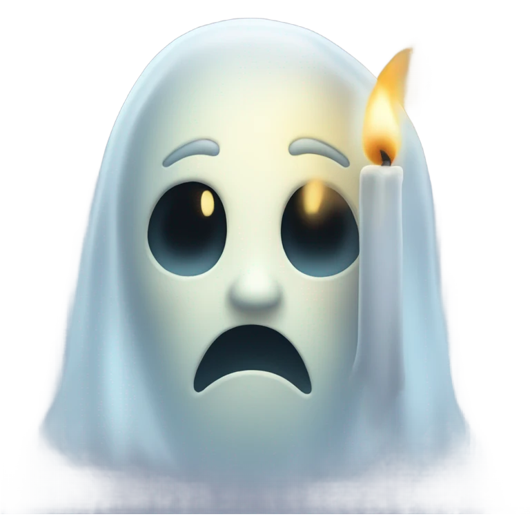 transparent ghost, ethereal with a candle, without shape. emoji