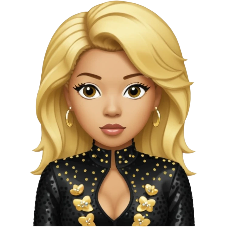 Keyshia Cole with golden blonde hair, black sequin outfit emoji
