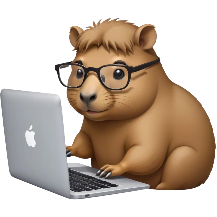 capivara de óculos mexendo no macbook emoji