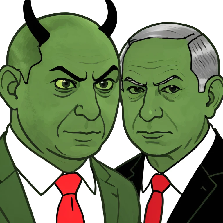 Benjamin Netanyahu and Satan emoji