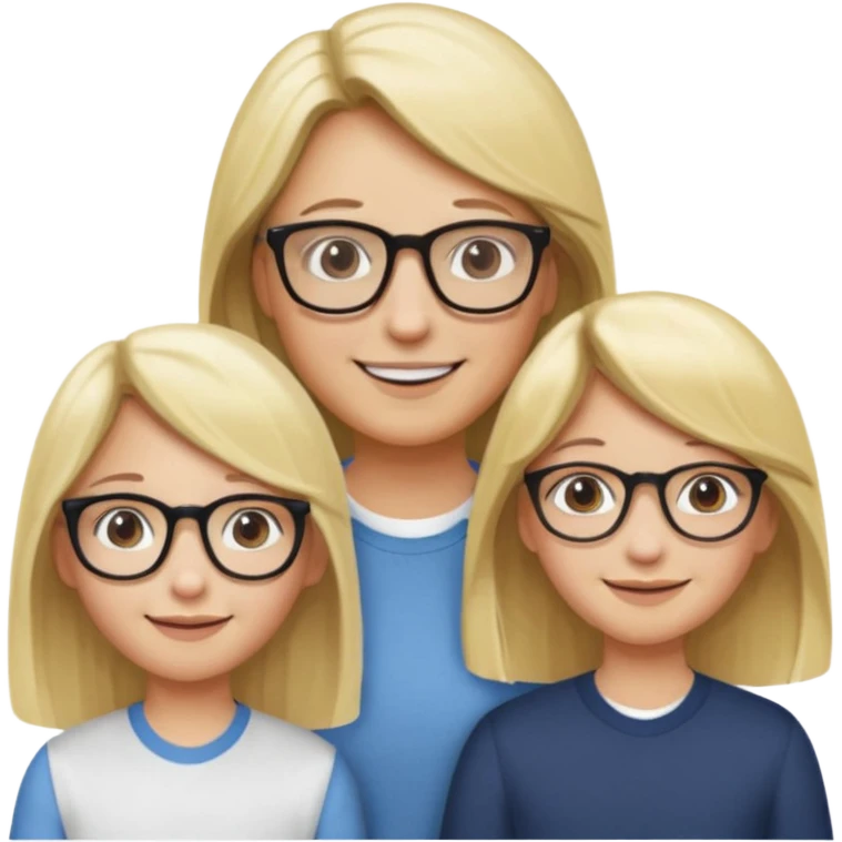 je voudrai un emoji d'une fille aux cheveux longs et blonds avec des lunettes avec son papa chatain et sa maman blonde emoji
