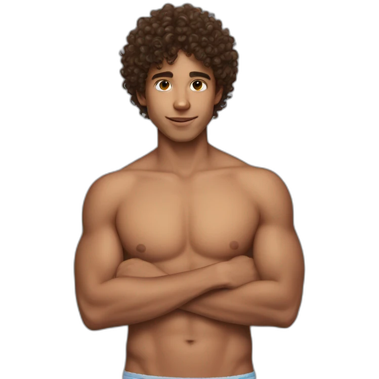 Curly hair boy shirtless  emoji