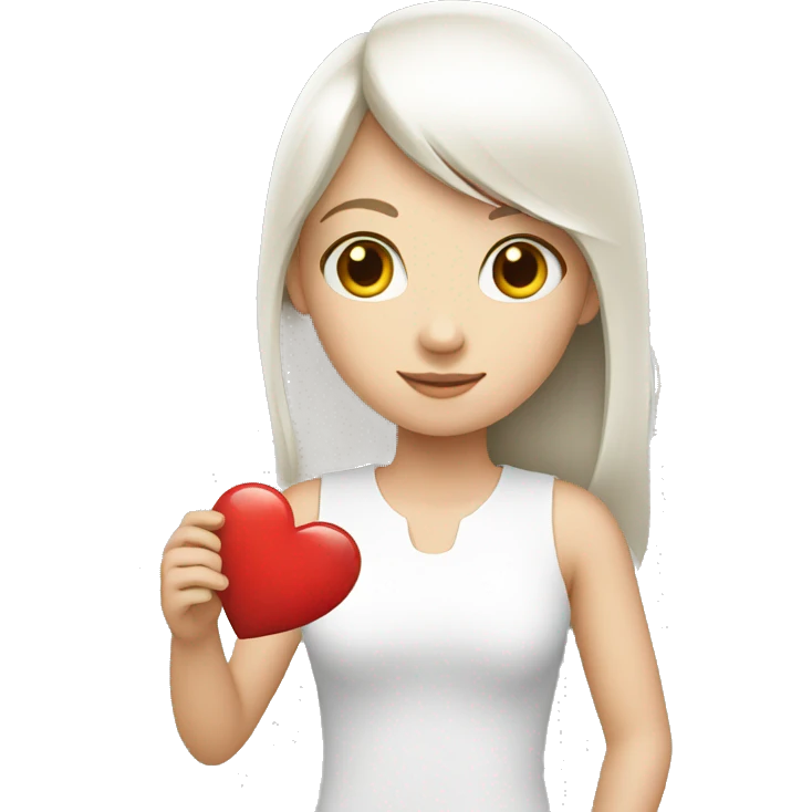 Girl white with heart in your hand  emoji