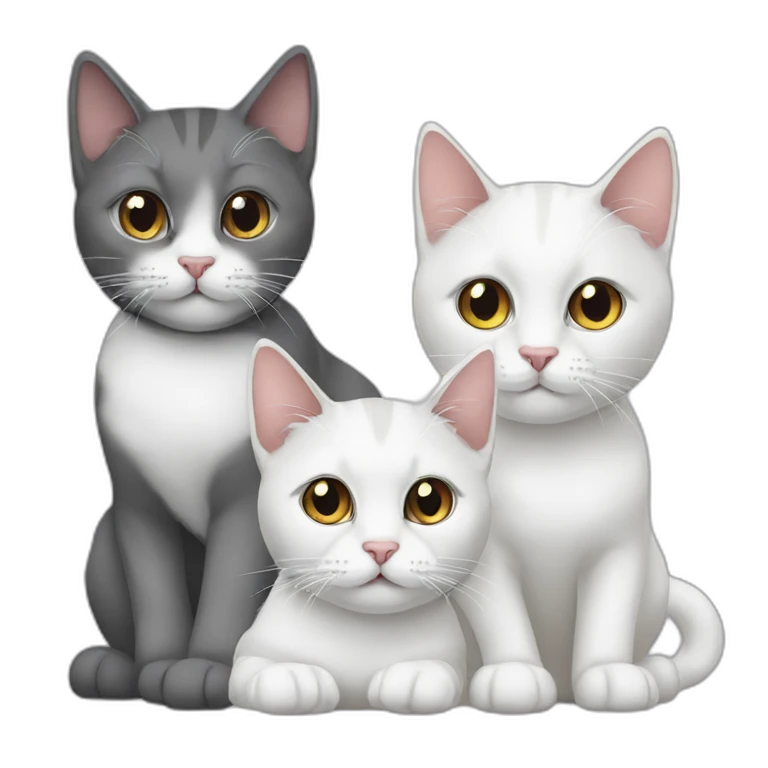 two white and one gray cat 3 cats emoji