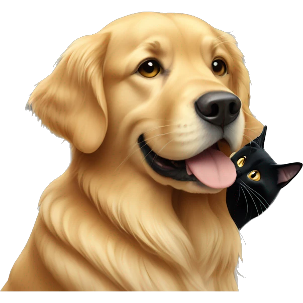Golden retriever and black cat emoji