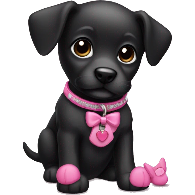 Black puppy with pink accessories  emoji
