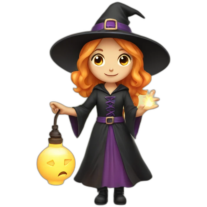 cute witch holding a light emoji
