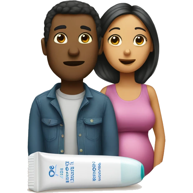 couple looking at pregnancy test emoji