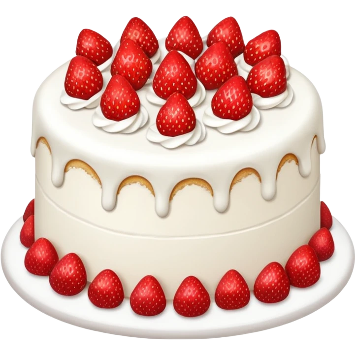white cake with strawberries on top emoji