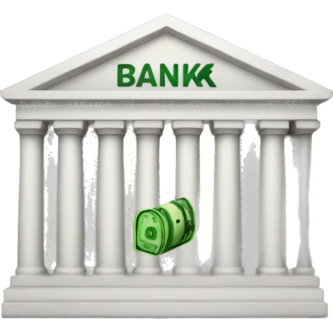 bank with money emoji