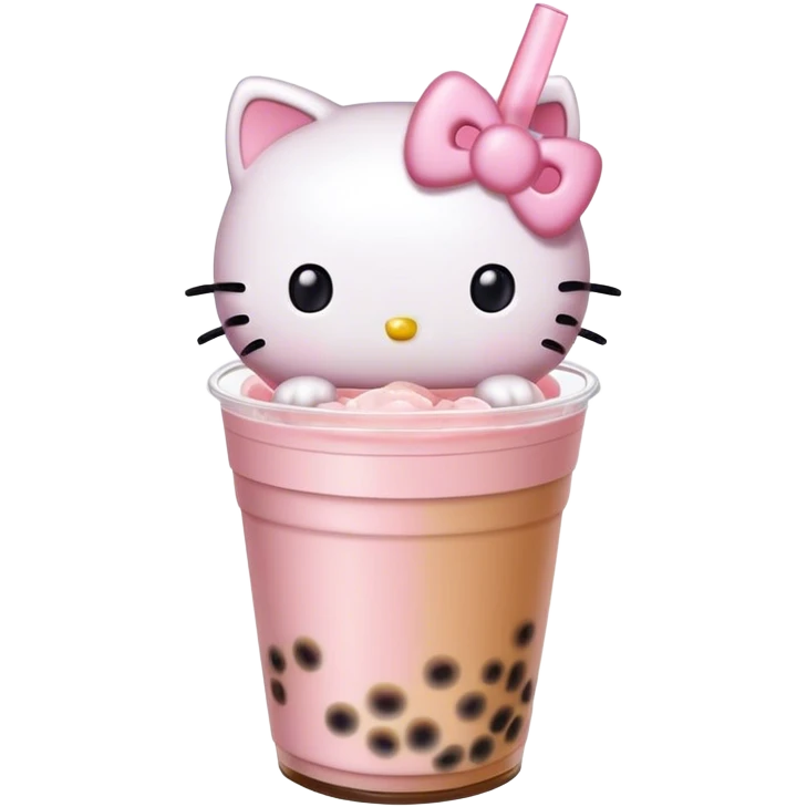 Hello kitty bubble tea emoji