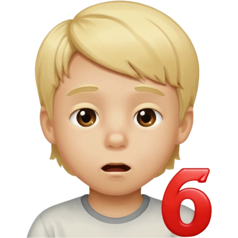 Blonde kid drooling with numbers 67 next to him  emoji
