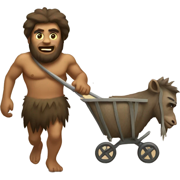 caveman pulling cart on back emoji