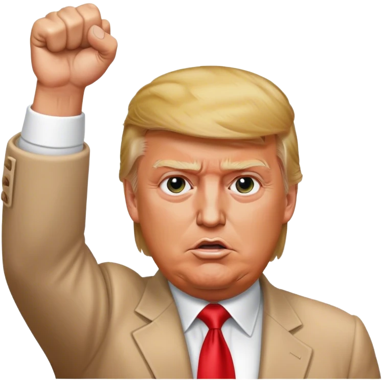 donald trump's fist held high in the air with fully extended arm after assassination attempt emoji