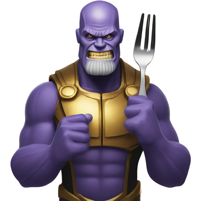 Thanos holding a spoon and fork emoji