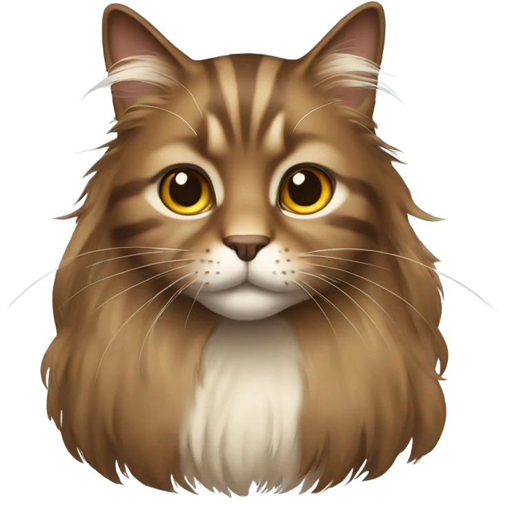 Long hair brown cat emoji