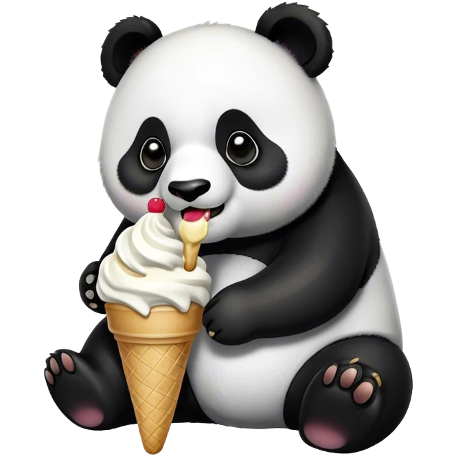 Panda eating ice cream emoji
