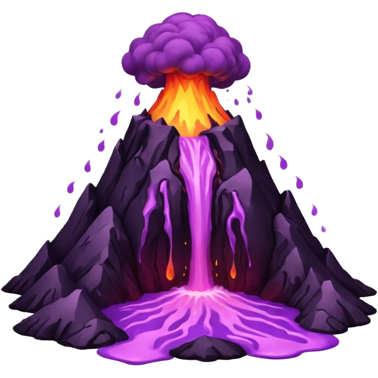 A volcano errupting only with a pure purple lava emoji