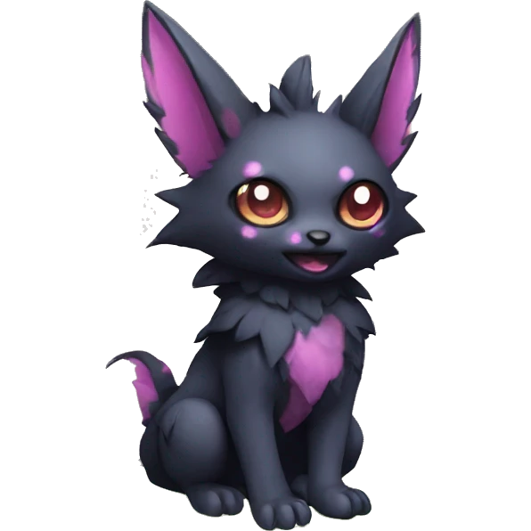 Kawaii edgy fantasy dark-themed animal hybrid Fakemon full body emoji