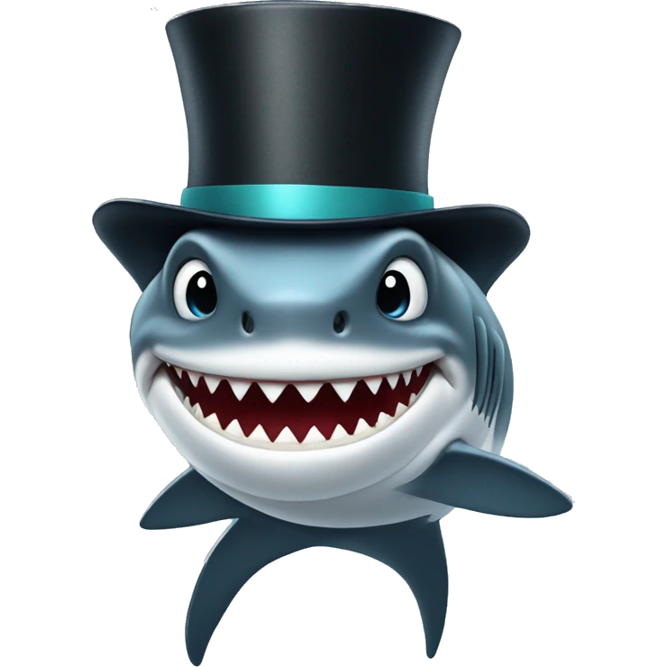 Shark with a top hat emoji