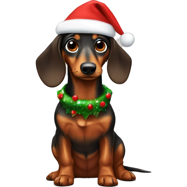 Daschund wearing Christmas outfit emoji