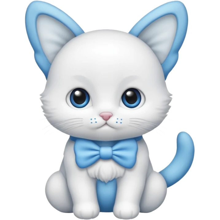 Bébé chat blanc et blanc avec noeud papillon bleu emoji
