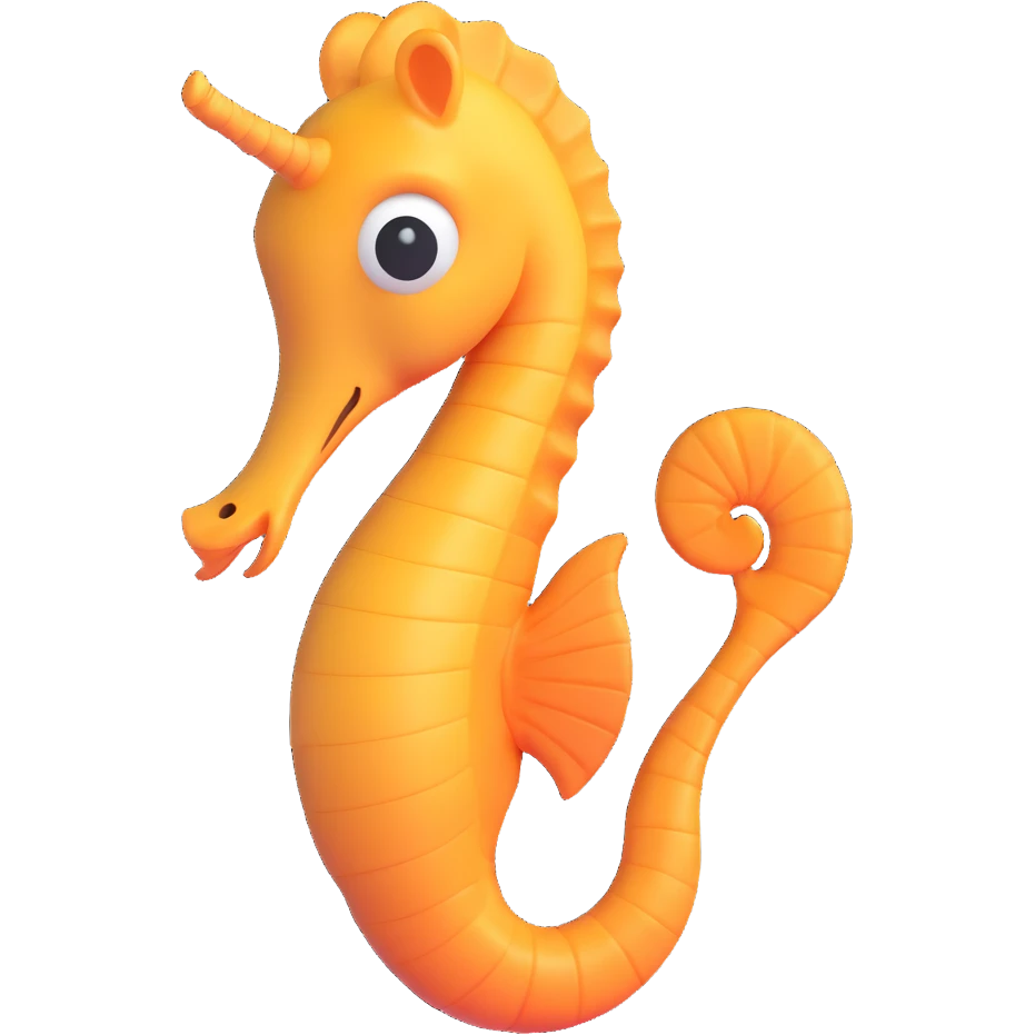 seahorse, 3D emoji style, smooth shading, cute face emoji