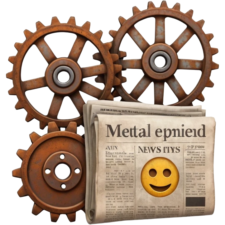 gear and newspaper, representing industry news in metalworking emoji emoji