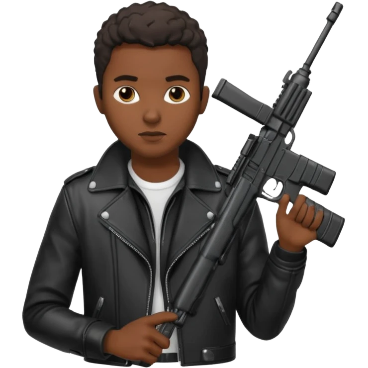Fais moi un jeune afro américain qui ressemble a un gangster qui tient une AR15 emoji