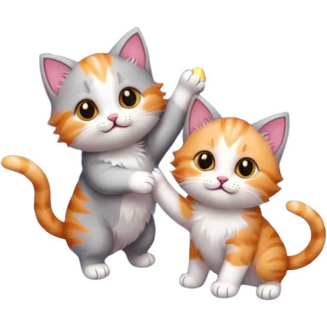 Tiny kittens in the sky with pretty fireworks emoji