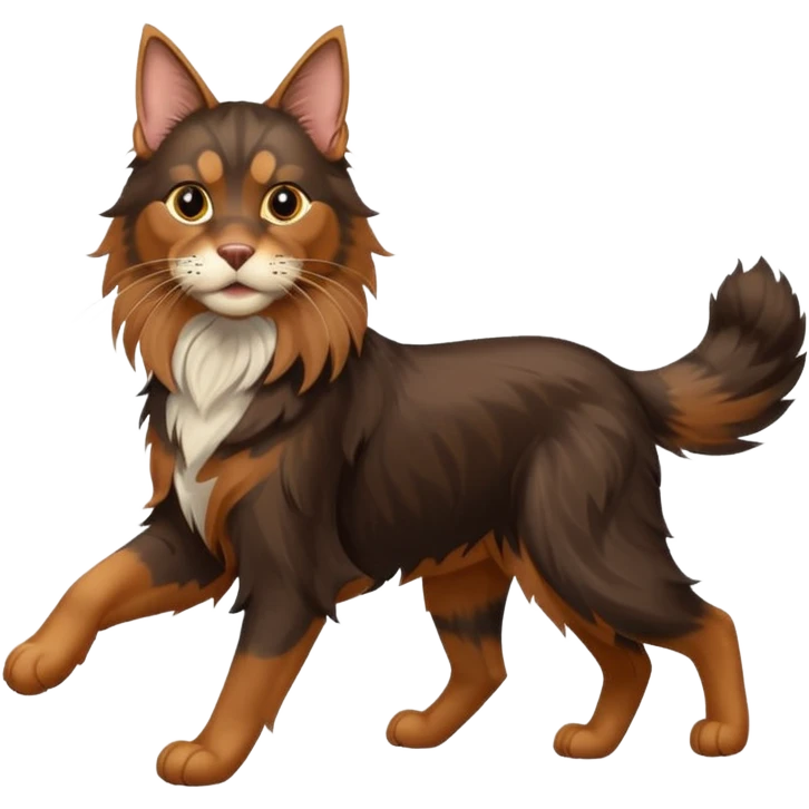 Maine Coon runs after Doberman emoji
