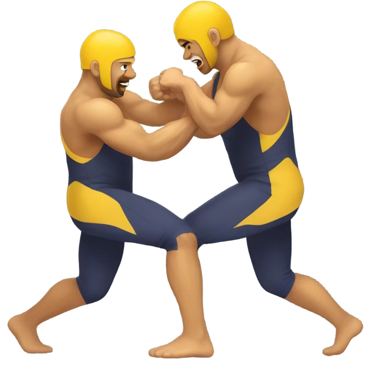 two yellow skin wrestling  emoji