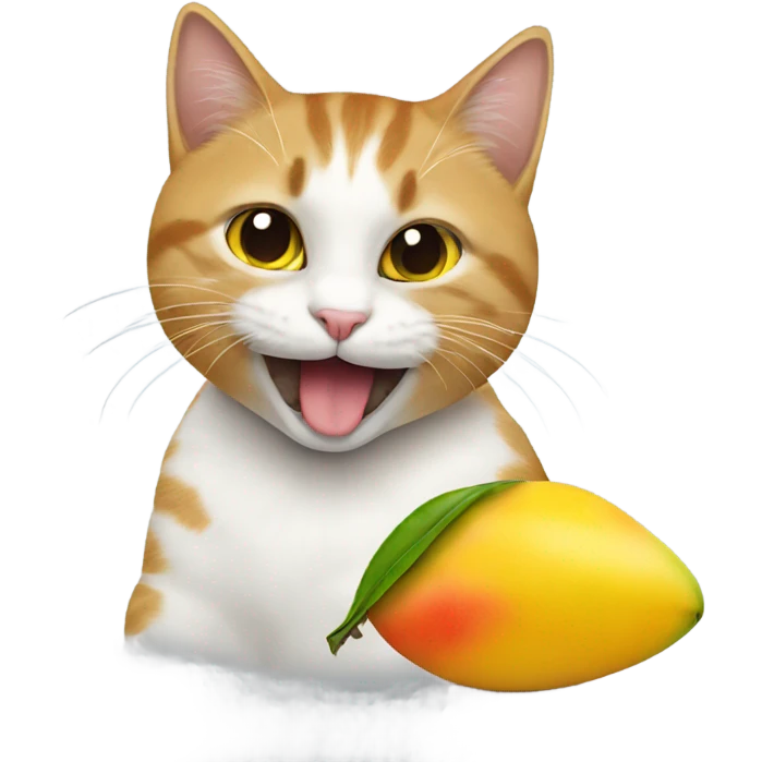 Cat eating mango emoji