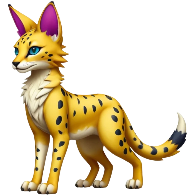 Epic Edgy Colorful Sergal-Serval-Vernid full body emoji