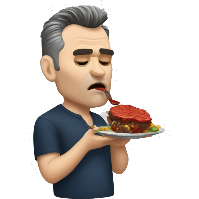 Morrissey eating bbq emoji