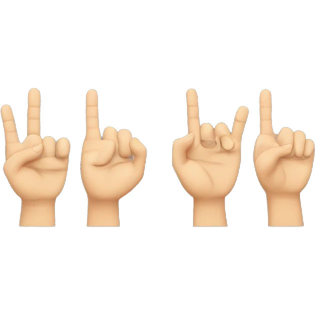 a hand with the second and third fingers crossed, and the  finger four down  emoji