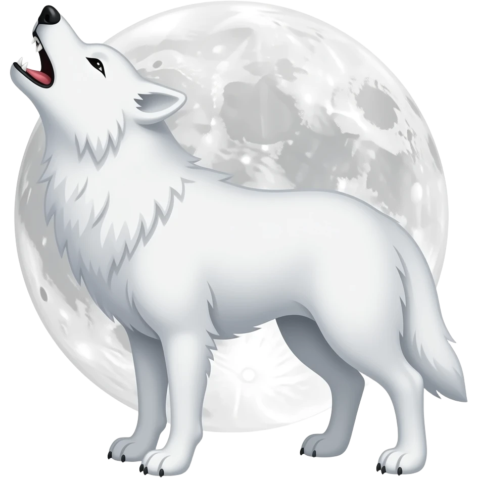 white wolf howling in full moon emoji