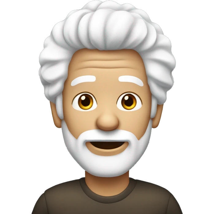 a old back guy with white afro hair and white beard, he has hearing aids in one ear  emoji