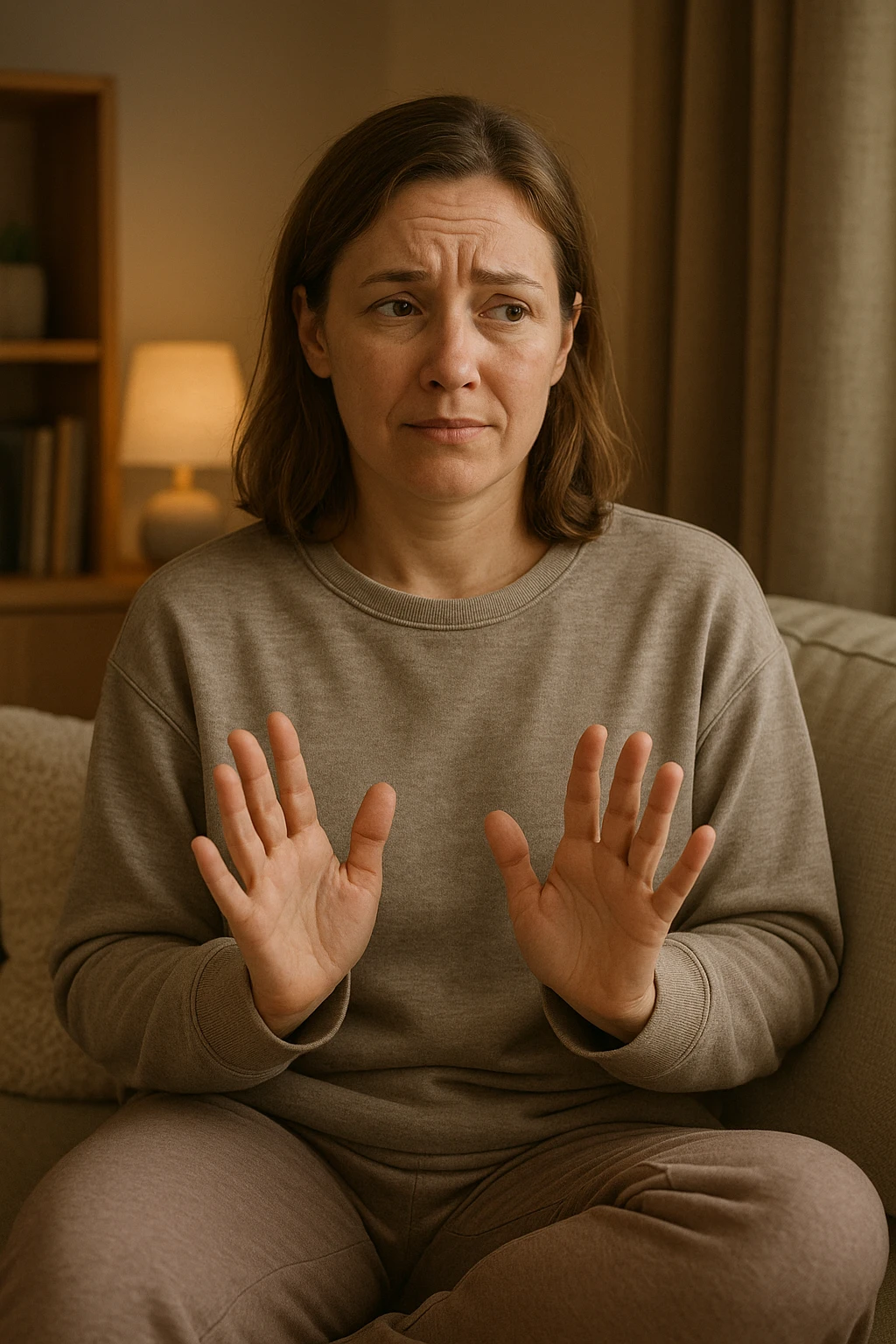donna che vuole rimanere nella sua zona di comfort. Immagini realistiche emoji